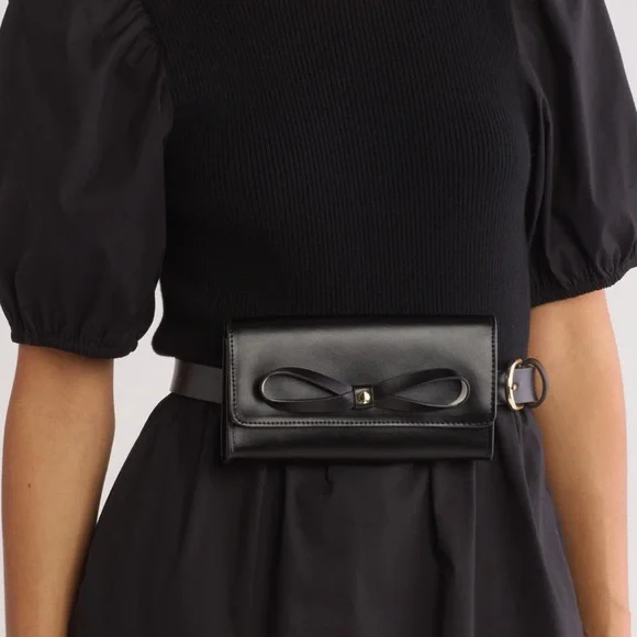 Kate Spade Black Belt Bag with Bow Detail - Picture 1 of 3